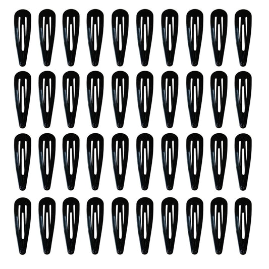 Alef Judaica Anti-rust Metal Barrettes for Women and Girls | Reusable Classic Snap Barrettes for All Hair Types | 4.9 cm Hair Accessories, Black, 25pcs, 2 Pack