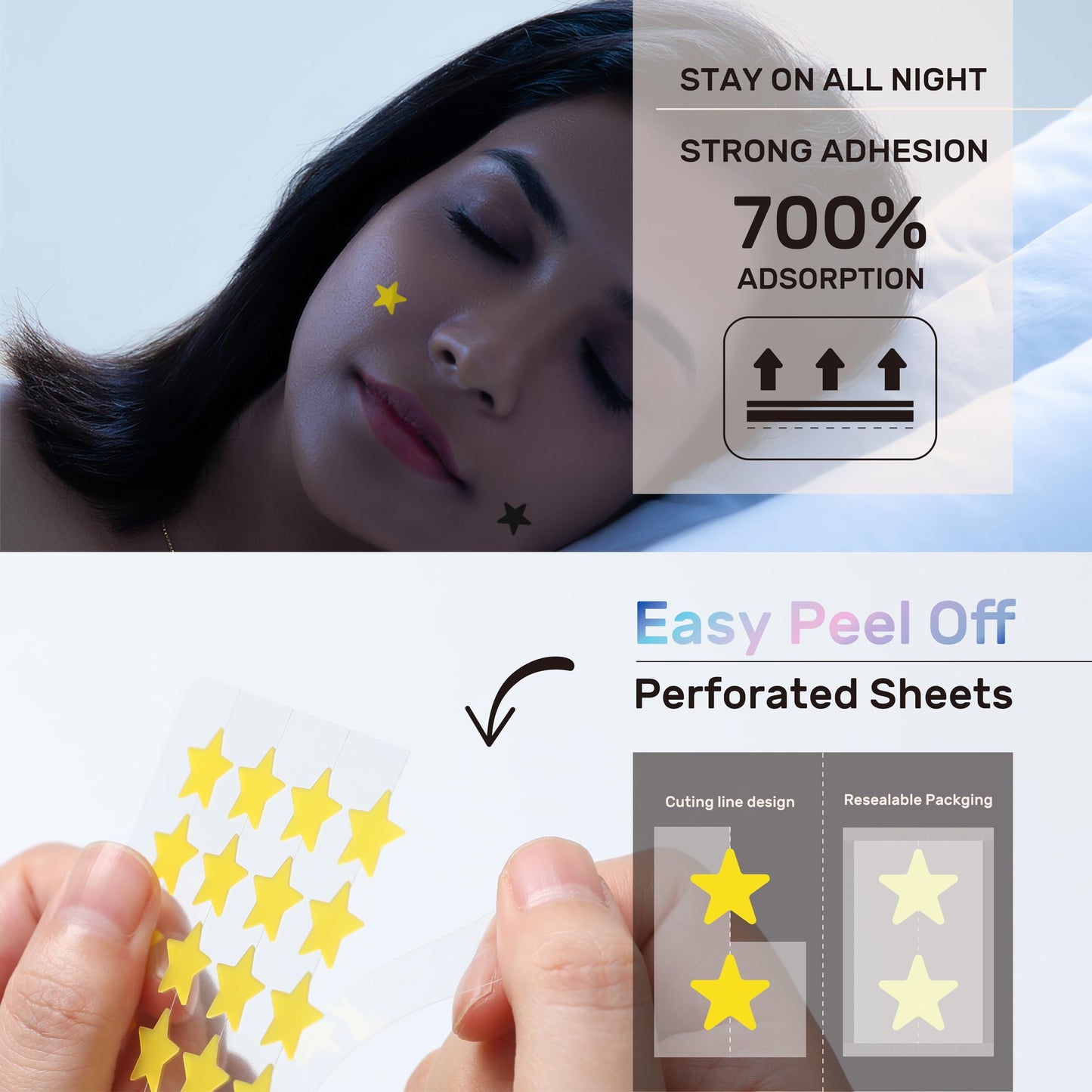 POINTMASS Star Pimple Patches: 6 Colors 312 Thickened Hydrocolloid Acne Patches Cute for Face and Skin Covering of Blemishes Zits etc. Acne Patches Contain Tea Tree Oil