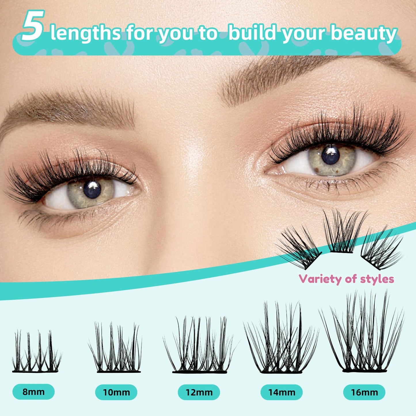 Diy Lash Extension Kit Lash Extensions Kits 84 Pcs Lash Clusters With Lash Glue, Remover, Eyelash Clusters Tweezer For Beginner Individual Lash Extension At Home Easy To Apply(ASA4,D-Mix8-16mm kit)