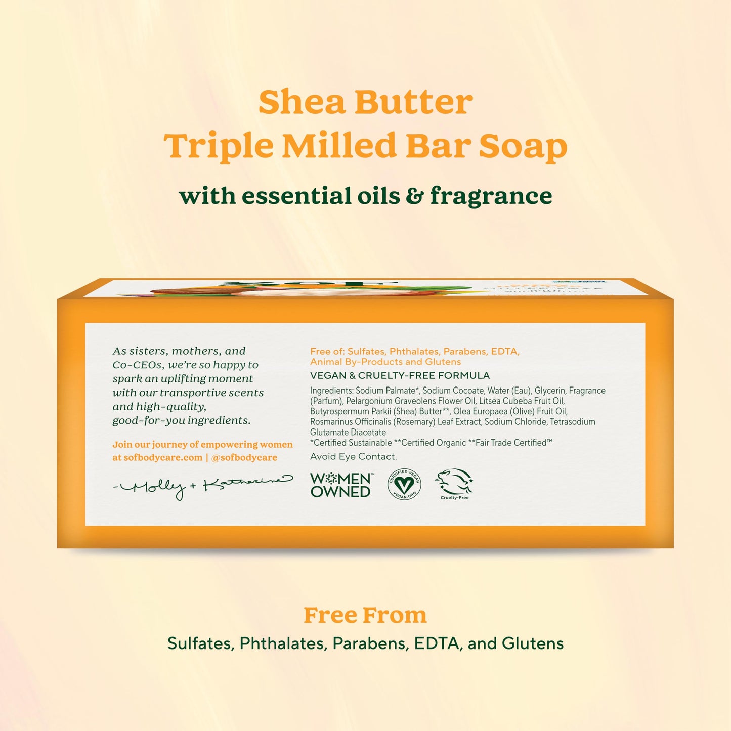 South Of France Shea Butter Bar Soap by SoF Body Care (Formerly Body Care) | Triple-Milled Soap with Shea Butter + Essential Oils | Vegan, Non-GMO Body Soap | 6 oz Bar | 6 Bars