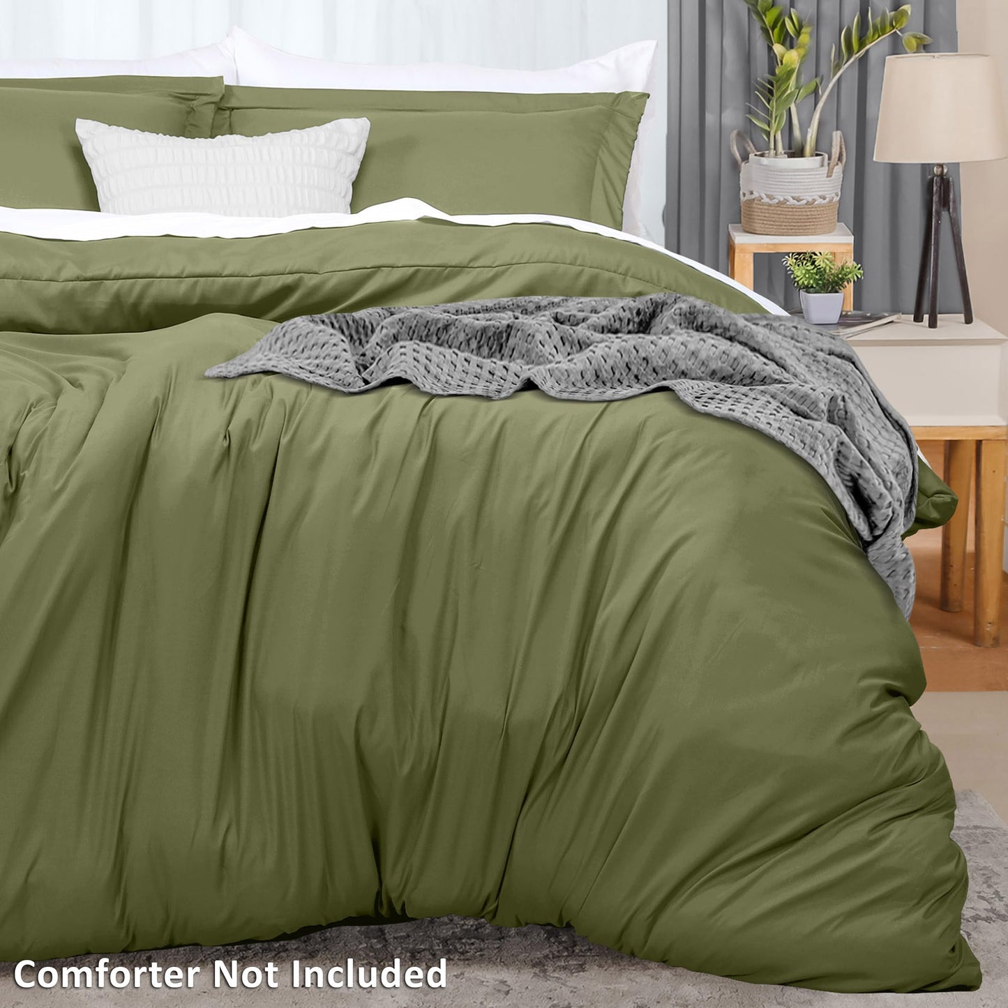 Utopia Bedding Duvet Cover Queen Size - 1 Duvet Cover with 2 Pillow Shams - 3 Pieces Bedding Duvet Cover with Zipper Closure - Soft Brushed Microfiber, 90 X 90 Inches (Queen, Olive)