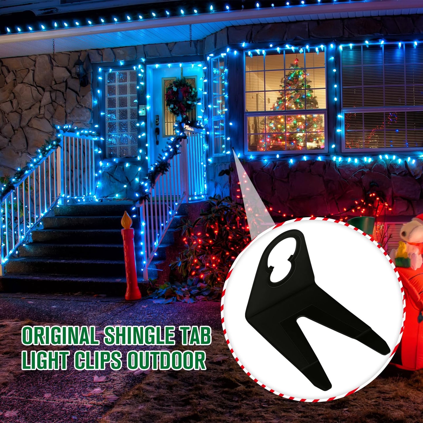 Mudder Original Shingle Tab Light Clips for C7 C9 Lights Christmas Light Plastic Clips Weatherproof Outdoor Light Gutter Hooks for Christmas Decoration String Lights (Black, 200 Pieces)