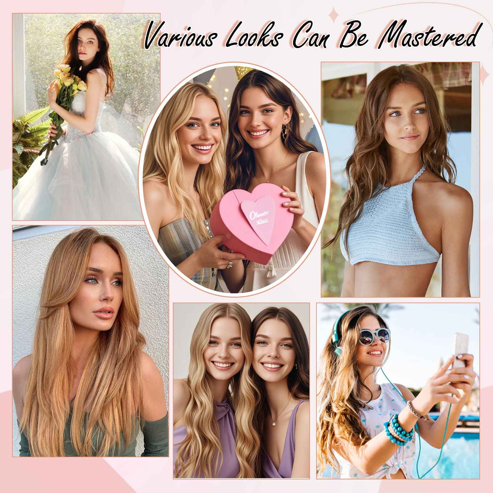 MEI YUAN LIN Clip In Hair Extensions 14 Inch 5pcs 80g Light Blonde Highlighted Golden Blonde Real Human Hair Extensions Double Weft Easy To Apply