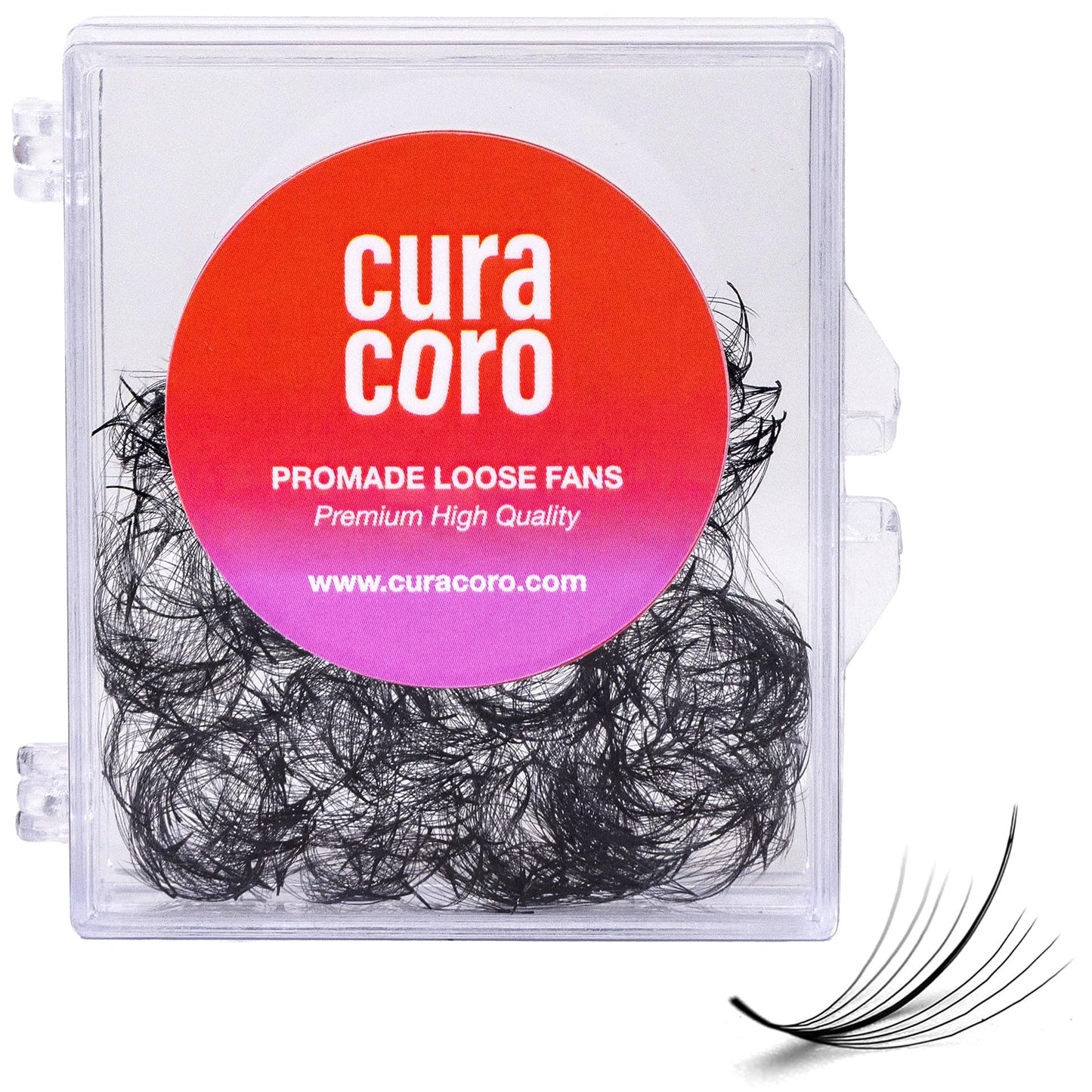 Curacoro Promade Wispy 500 Fans - Wispy Lash Extensions 9D 0.05, Handmade Volume Promade Eyelashes Fans, C CC D Curls, 9-17mm Length, Professional Long-Lasting Promade Lash Fans (9D 0.05 CC 10 mm)