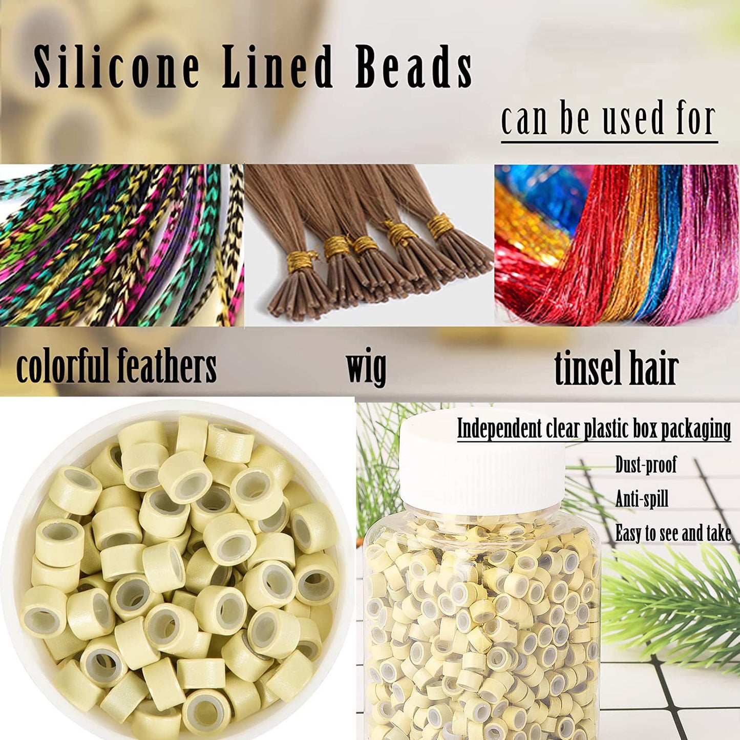 Micro Link Beads 5mm for Hair Extensions - 500 Silicone Lined Beads for Human Micro Link Rings Silicone Hair Extensions Tool(Dark brown)