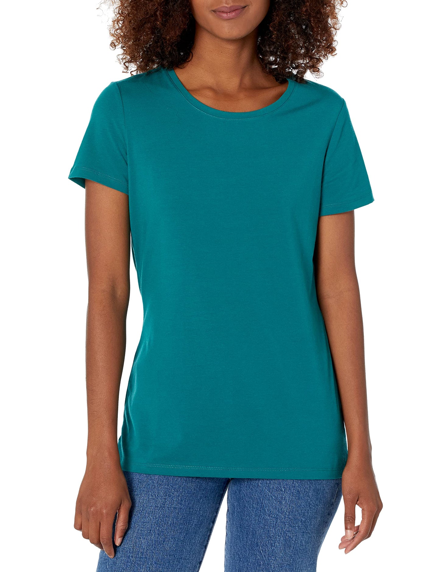 Amazon Essentials Women's Classic-Fit Short-Sleeve Crewneck T-Shirt, Pack of 2, Dark Green/Navy, X-Small