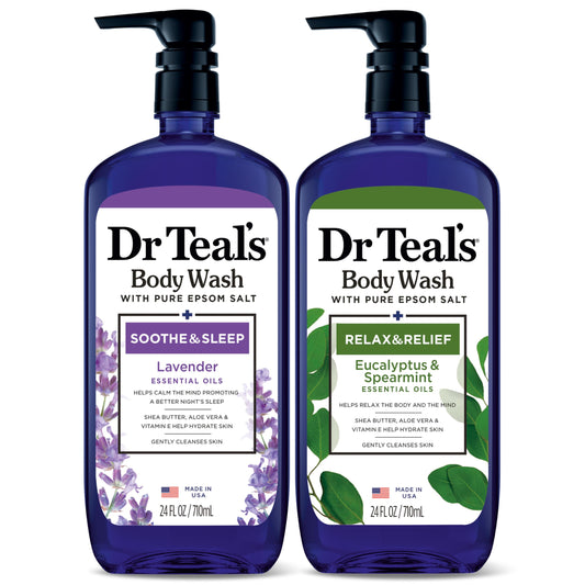 Dr Teal's Body Wash with Pure Epsom Salt, Lavender & Eucalyptus, 24 fl oz (Pack of 2)