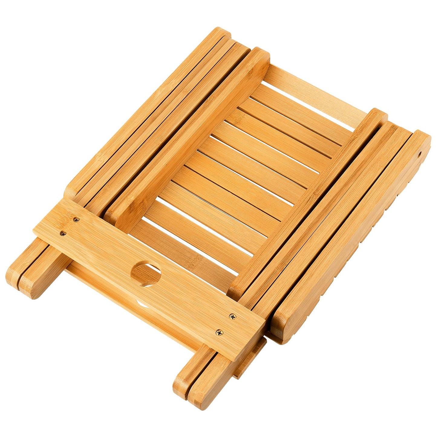 PINGEUI 2 Packs 11 x 11 x 12.6 Inches Natural Bamboo Folding Stool, Portable Bamboo Foldable Step Stool for Shaving, Shower, Foot Rest, Picnic, Fishing, Max Load 220 Lbs, Fully Assembled