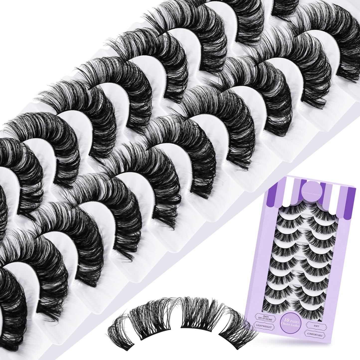 Lash Clusters P01 10 Pair Eyelash Clusters Cluster Eyelash Extensions Fluffy Cluster Lashes Wispy Diy Lash Extension Clusters Eyelash Extension Strips Lashes 10 Pairs Multipack(FDDM-P01)