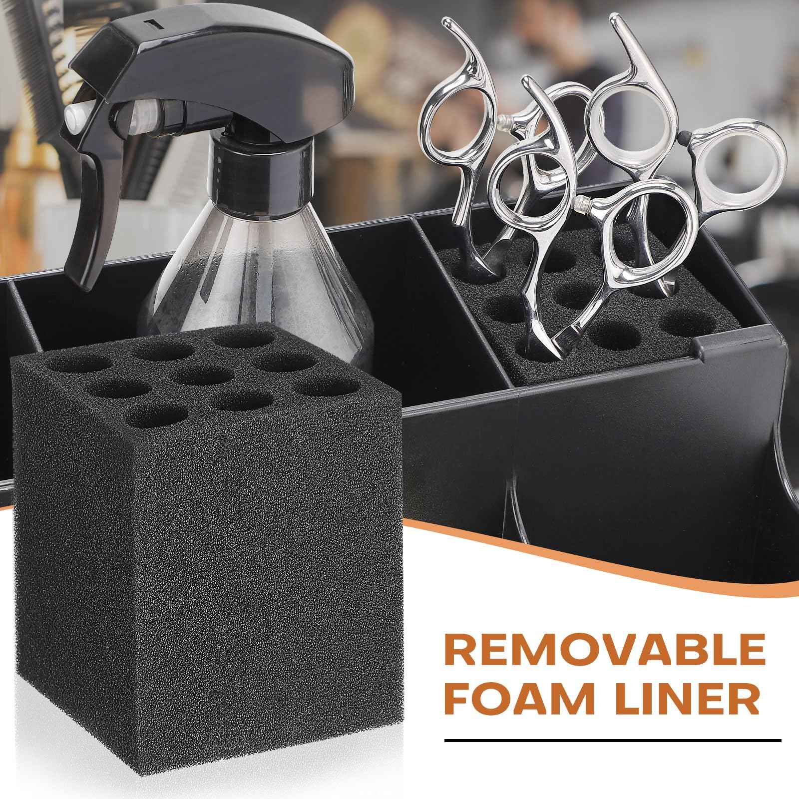 Large Barber Station Organizer for Corded Clippers & Guards, Barber Clipper Tray Anti-slip Hair Trimmer Holder, Multifunctional Detachable Hairdressing Tool Holder, Salon Haircut Supplies Storage Case