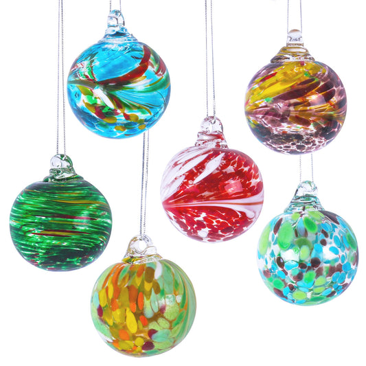 ZHURUININ Christmas Ornaments Hand Blown Glass Ball Ornaments,2024 Crystal Christmas Ball Ornaments Halloween Ornaments Glass Blown Glass Decor Glass Ornaments for Christmas Tree,Witch Ball (6 Pcs)