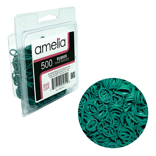 Amelia Beauty | 500 Count 1/2" Rubber Bands | Premium US Made Rubber Hair Ties | Ideal for Ponytails, Braids & Beards | Strong All Day Hold | Convenient Re-closable Container | Green