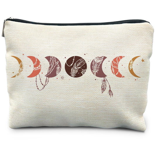 RYYCDOI Boho Moon Phase Aesthetic Makeup Bag, Witchy Gifts for Women, Witchy Makeup Bag, Witch Stuff, Witch Gifts Cosmetic Bags for Women, Halloween Makeup Bag, Halloween Gifts for Women