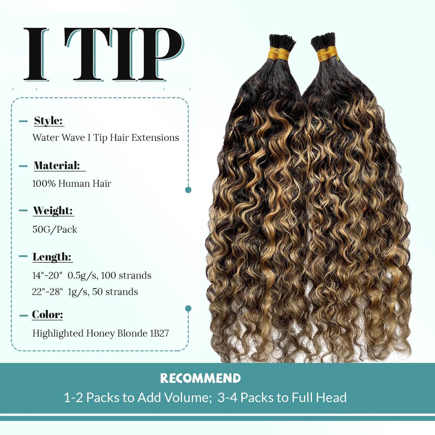 I Tip Hair Extensions Human Hair, Ombre Itip Human Hair Extension 100s Water Wave Natural Black Ombre Caramel Brown I Tip Hair Extensions Real Human Hair for Short Hair 50g 16"