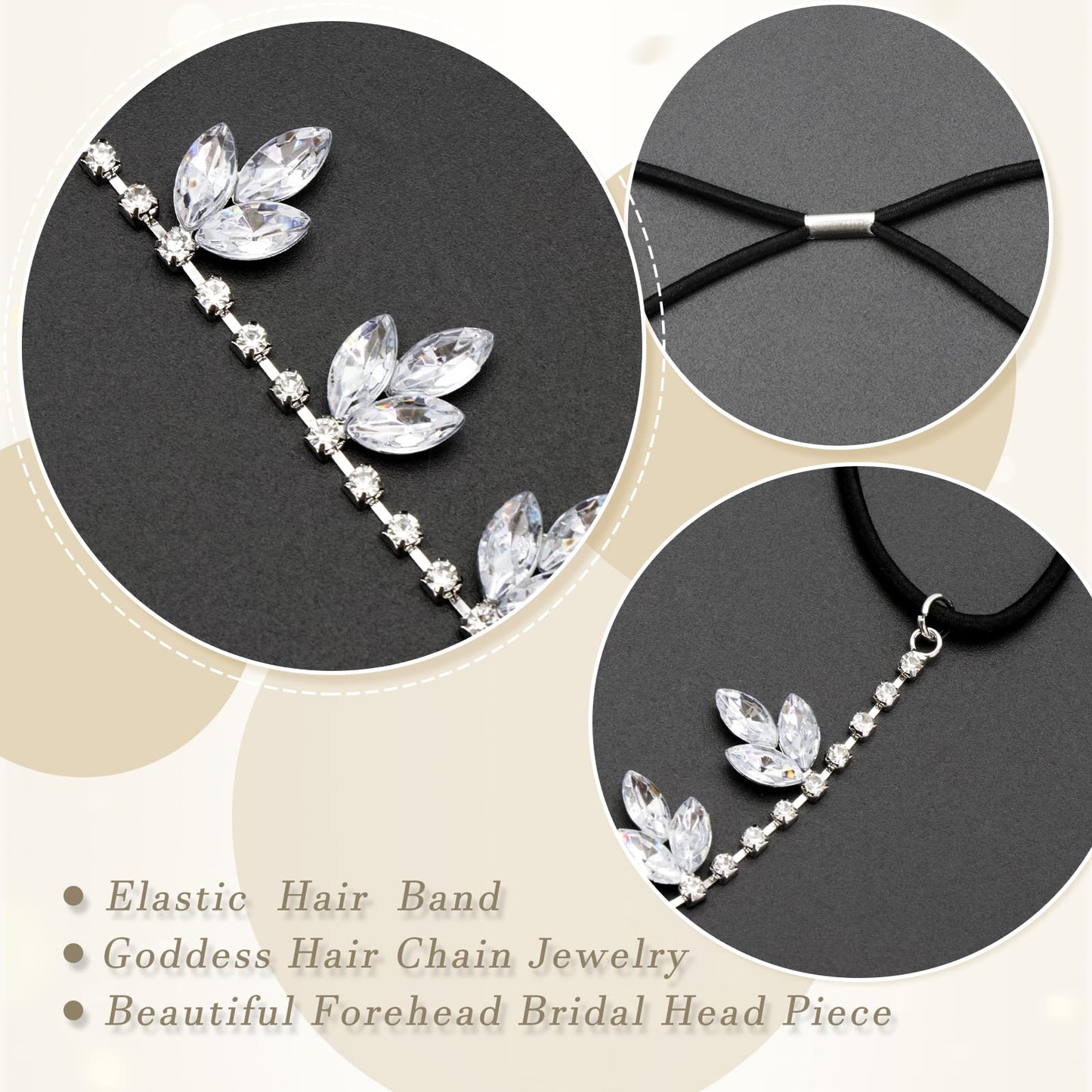 FULZTEY Bling Rhinestone Head Chain Crystal Wedding Headpiece for bride Maple Leaves Design Rhinestone Headpiece Boho Hair Chain Sparkling Diamond Prom Accessories Head Chain Jewelry for women