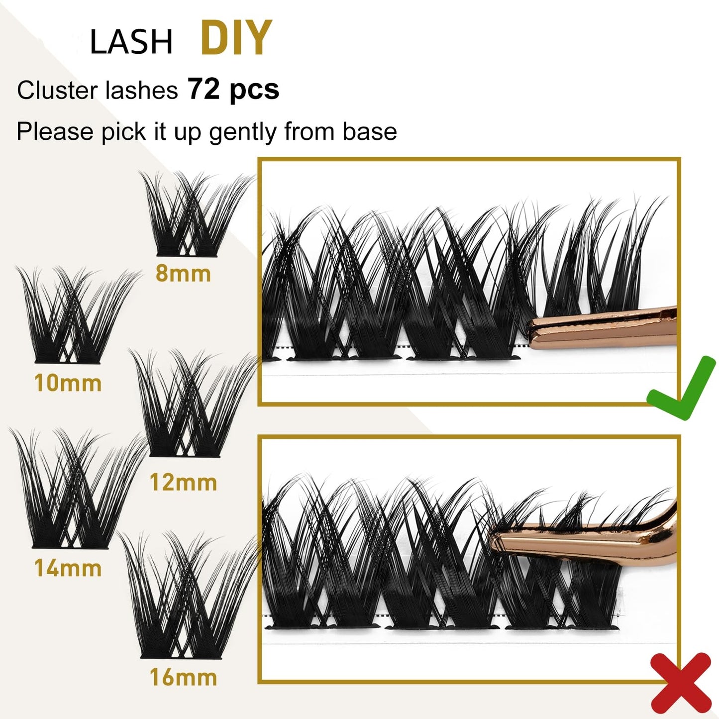 Lash Clusters D Curl 10mm Cluster Lashes 72 Pcs DIY Eyelash Extensions Anime Lashes Soft Wispy Eyelash Clusters Extensions Spiky Individual Lashes Cluster DIY at Home (B17,D-10mm)