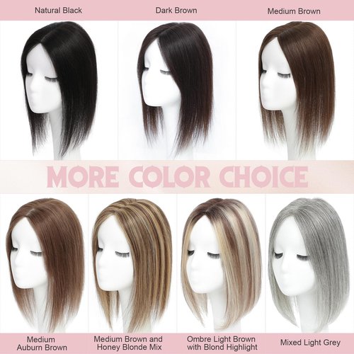 FU SHEN Hair Toppers for Women Real Human Hair 12inch Professional Grade 10X12CM Swiss Base Hairpiece for Thinning Hair Breathable Human Hair Topper Clip in Toppers(2T613#)