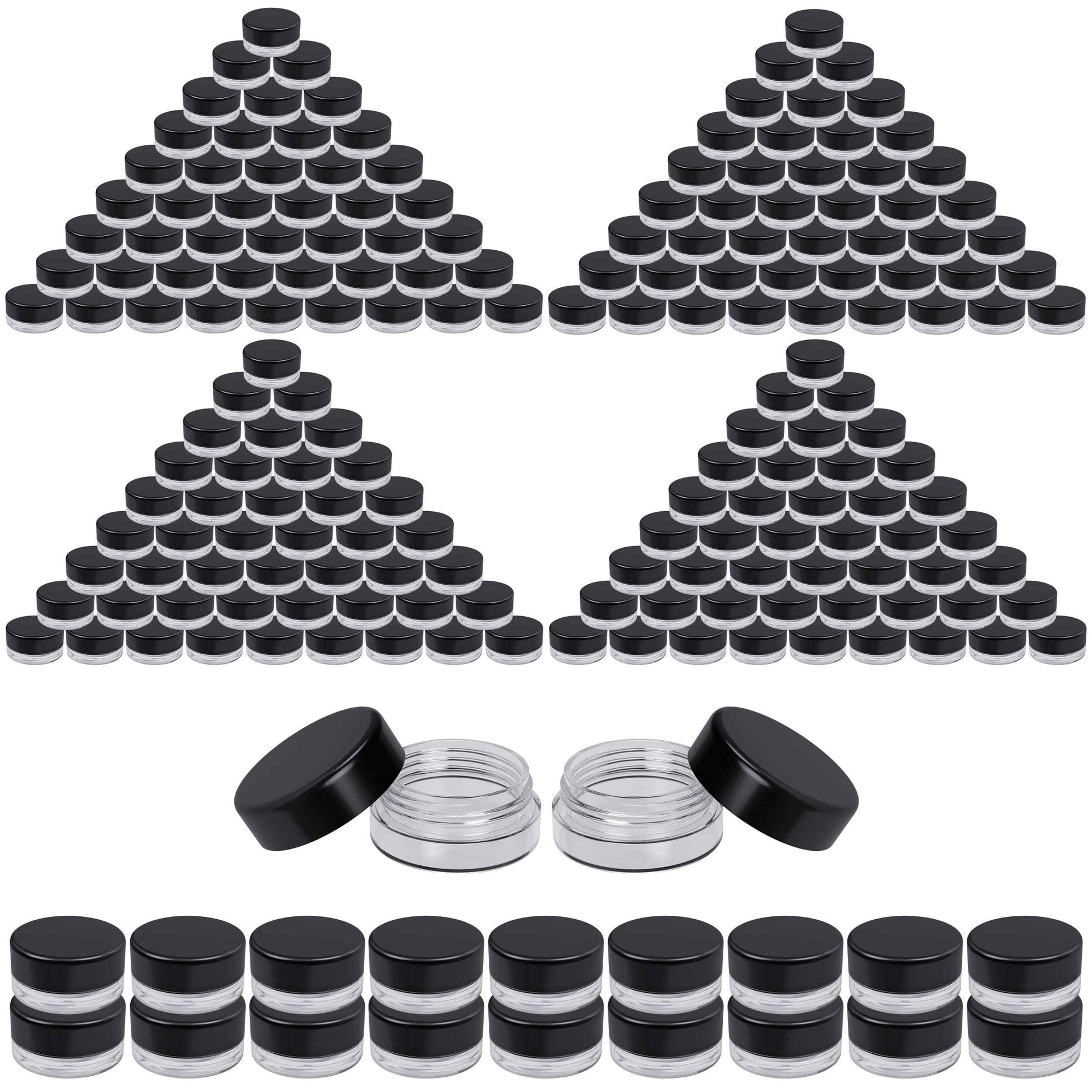 Houseables Sample Containers, Sample Jars, Lip Balm Containers, Mini Jars with Lids, Small, Empty for Makeup, Powder, Gloss, Cosmetic, Tiny, Chapstick, Dab, Wax, Scrub, Little, Plastic, 3 Gram, 200PK