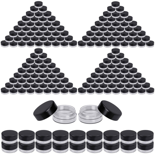 Houseables Sample Containers, Sample Jars, Lip Balm Containers, Mini Jars with Lids, Small, Empty for Makeup, Powder, Gloss, Cosmetic, Tiny, Chapstick, Dab, Wax, Scrub, Little, Plastic, 3 Gram, 200PK