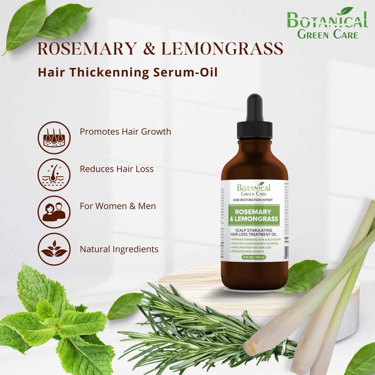 Rosemary & Lemongrass Hair Oil, Rosemary Oil for Women and Men, Hair Growth Serum. Made in USA