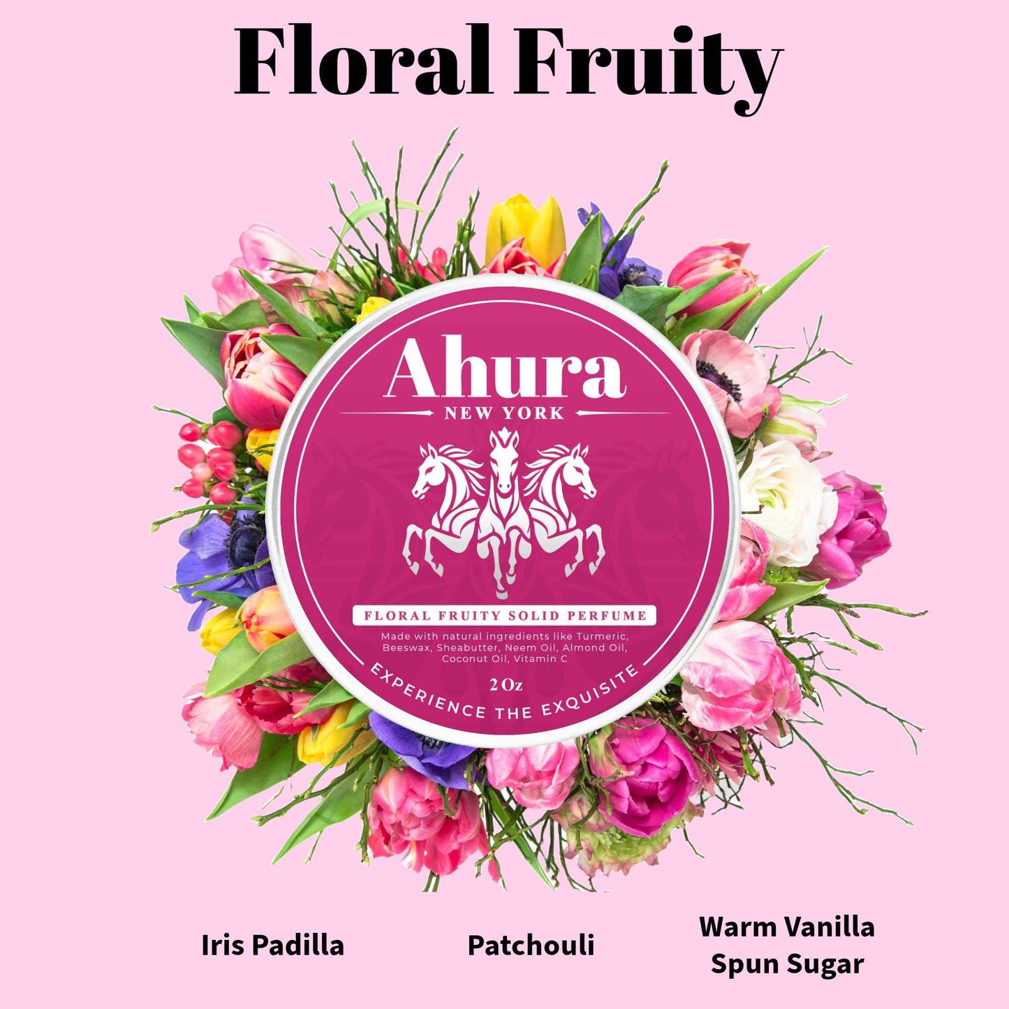 Ahura Herbal Natural Floral Eau de Parfum, Solid Perfume Balm, with notes of with Iris, Patchouli, Warm Vanilla & Spun Sugar, No Alcohol, Cruelty-Free, Sensual, 2 oz (2 Pack Holiday Gift Box)