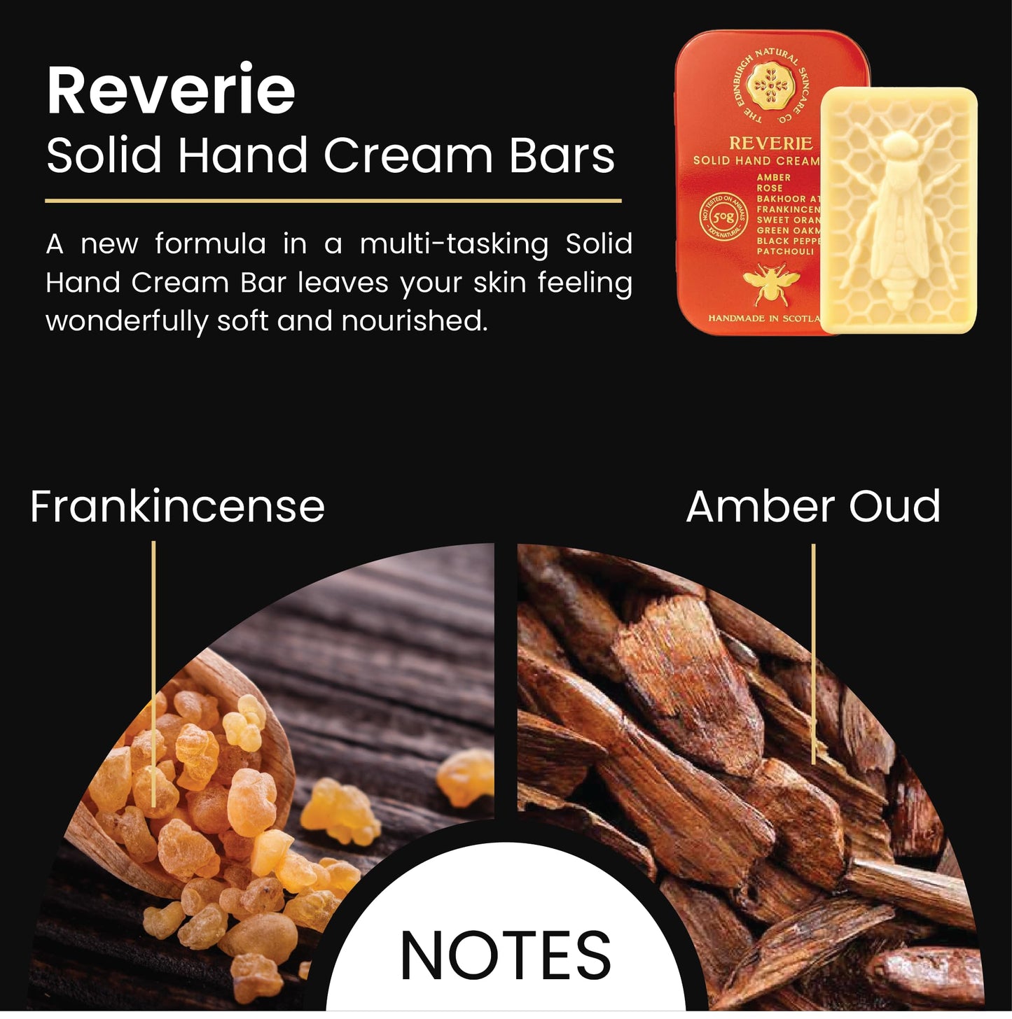 Moisturising Solid Hand Cream Bars | For Dry & Sensitive Hands | Reverie Scent | Natural Hand Cream | No Sticky Residue | Luxury Gift | Cruelty Free | Edinburgh Skincare Company