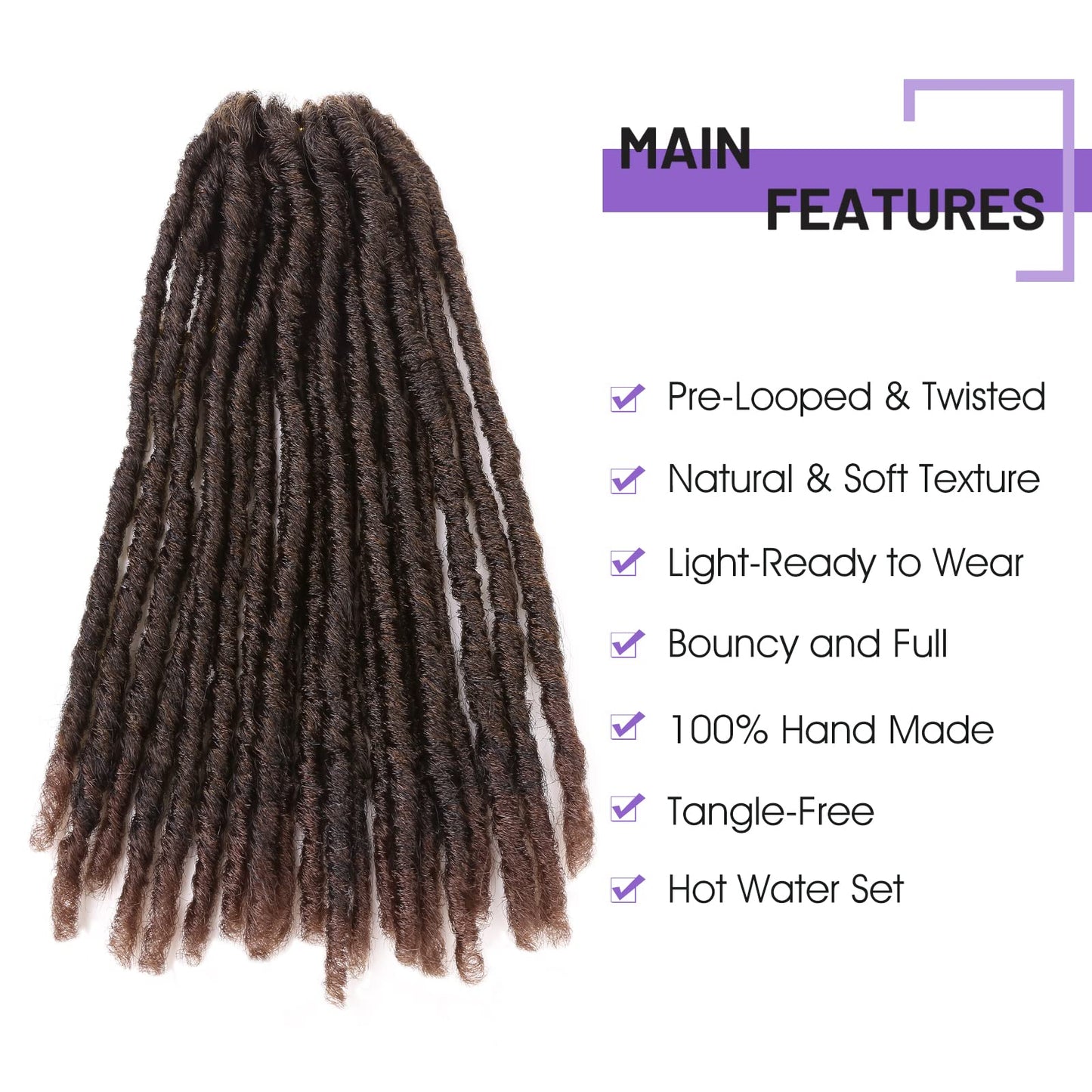 WIGNEE 120 Strands Faux Locs Crochet Hair 12 Inches Short Faux Locs Pre-Looped Soft Locs Dreadlock Crochet Hair 6 Packs Pre-Twisted Crochet Hair for Black Women(12 Inch,1B/30)