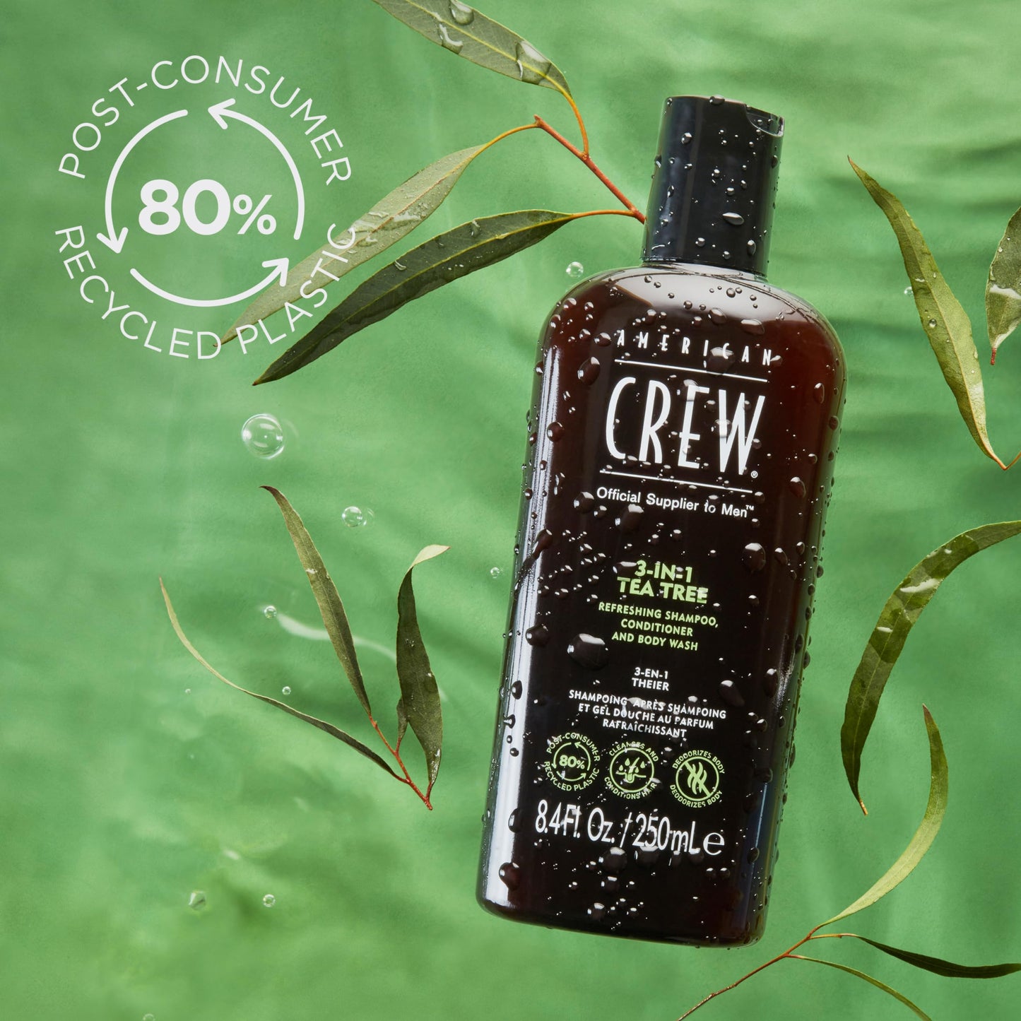 American Crew Shampoo, Conditioner & Body Wash for Men, 3-in-1, Tea Tree Scent, 3.3 Fl Oz