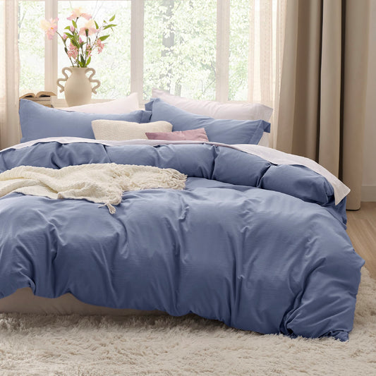 Bedsure Slate Blue Twin Duvet Cover Set - Soft Prewashed Duvet Cover Twin Size, 2 Pieces, 1 Duvet Cover 68x90 Inches with Zipper Closure and 1 Pillow Sham, Comforter Not Included