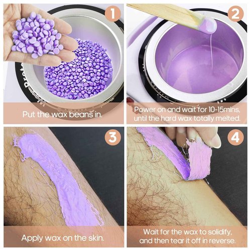 600ML Wax Warmer for Hair Removal, Professional Waxing Heater Pot with Adjustable Temperature for Women Men, with 20 Wooden Wax Sticks