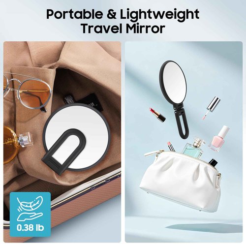 B Beauty Planet 40X Magnifying Mirror, Hand Mirror for Makeup, Double Sided with 40X/1X Magnification, Travel Essential, Portable Foldable for Desktop and Bathroom, Gift for Women, Frosted Black