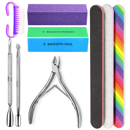 HNYYZL Manicure Nail Files Kit,Emery Boards for Nails,Nail File and Buffer Set,Cuticle Clipper & Pusher, Nail Brush,Complete Nail Kit with Buffer for Salon Nail Art