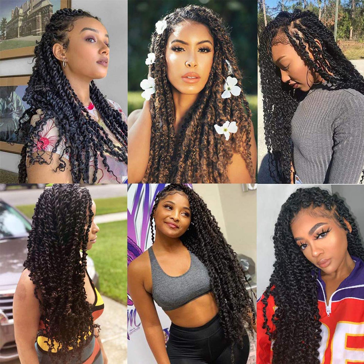 8 Packs Passion Twist Crochet Hair 20 Inch Prelooped Crochet Braids Pretwisted Spring Twist Crochet Hair for Black Women (20 Inch (Pack of 8), 1B#)