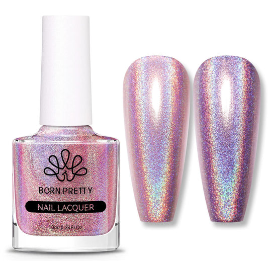 Born Pretty Nail Polish Holographic Pink Sparkle Nail Polish Stick Nail Art Varnish 10ML 1PCS