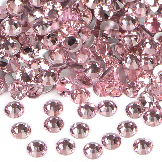 1440PCS Art Nail Rhinestones Non Hotfix Glue Fix Round Crystals Glass Flatback for DIY Jewelry Making with one Picking Pen (ss16 1440pcs, Lt. Rose)