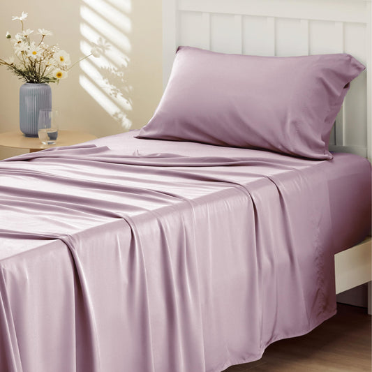 Bedsure Twin Sheets Set, Cooling Sheets Twin Size Bed Set, Rayon Derived from Bamboo, Twin Size Sheets, Breathable & Soft Bed Sheets, Hotel Luxury Silky Bedding Sheets & Pillowcases, Lavender