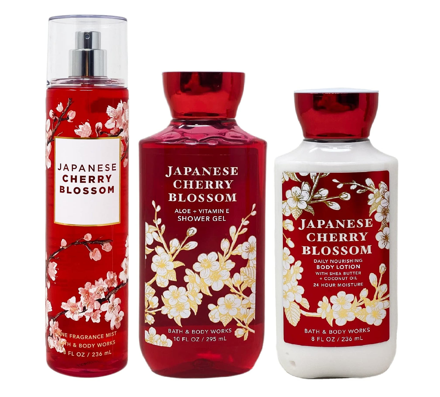 Bath and Body Works - Signature Collection - Japanese Cherry Blossom - Shower Gel - Fine Fragrance Mist & Body Lotion Trio