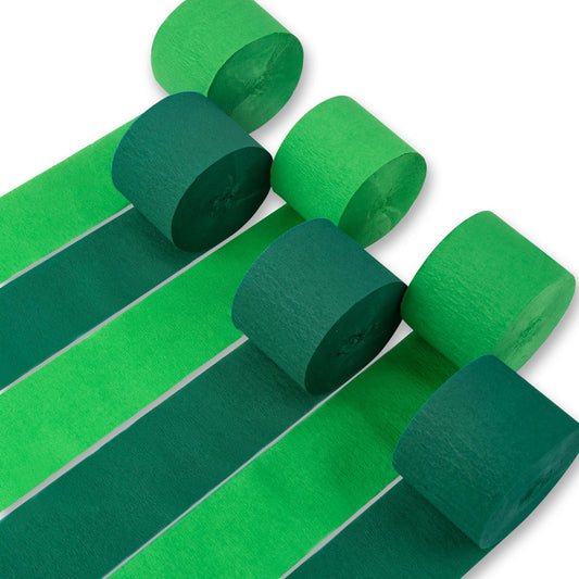 PartyWoo Crepe Paper Streamers 6 Rolls 492ft, Pack of Crepe Paper in Green and Light Green Color, Crepe Paper for Birthday Decorations, Party Decorations, Wedding Decorations (1.8 In x 82 Ft/Roll)