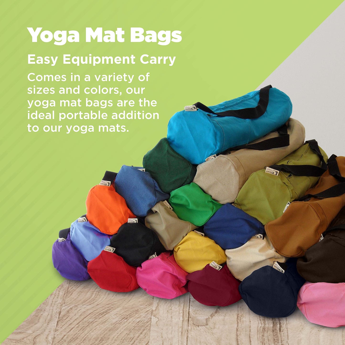 Bean Products Cotton Yoga Mat Bag for Superior Protection - Forest Green Yoga Mat Carrying Bag in Assorted Colors & 2 Sizes - Made With Storage Pocket - Durable Cotton Mat Bag with Strap - 8" x 32