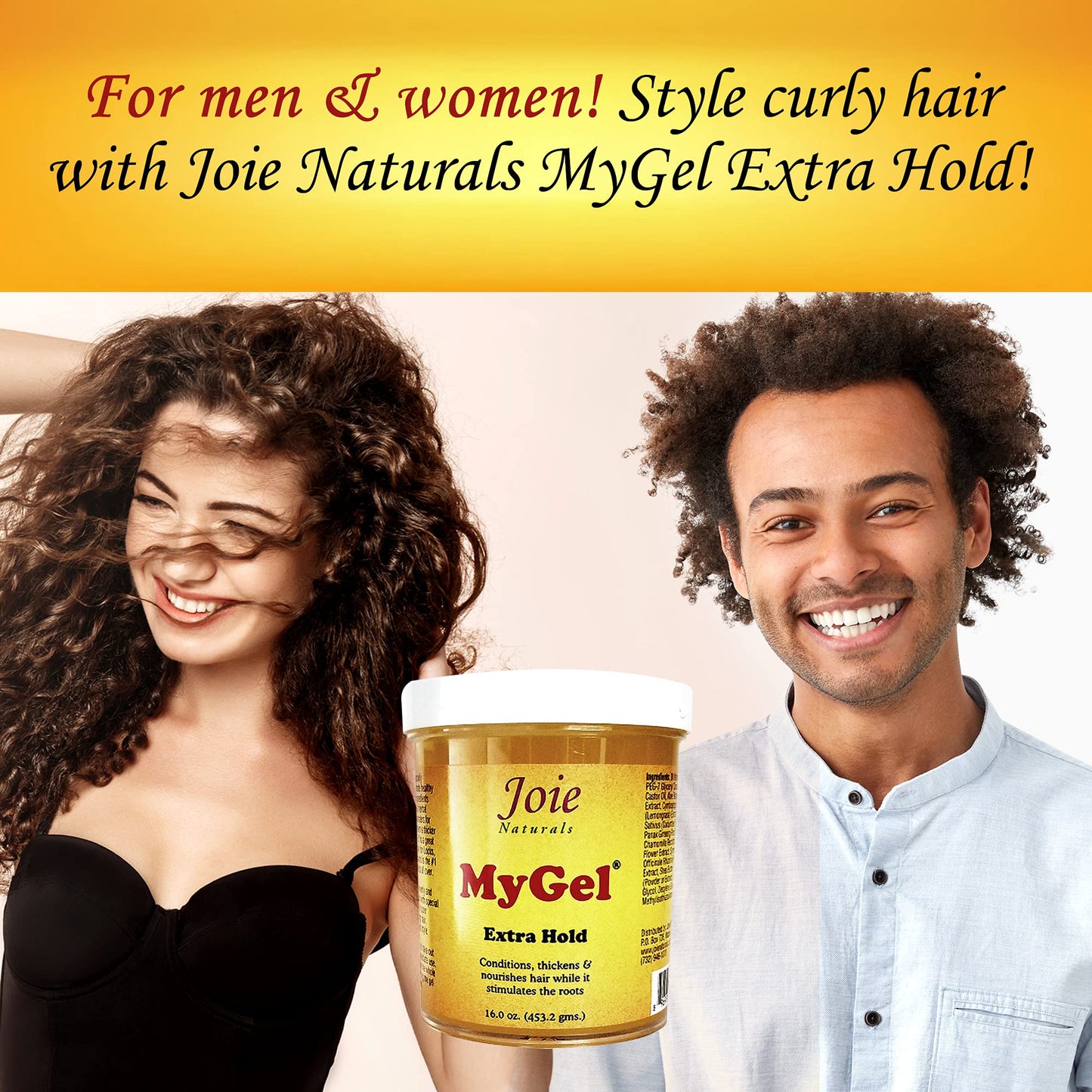 Joie Naturals MyGel Extra Hold - Hair Gel for Men & Women - Styling Gel for Curly Hair (16 Ounces)