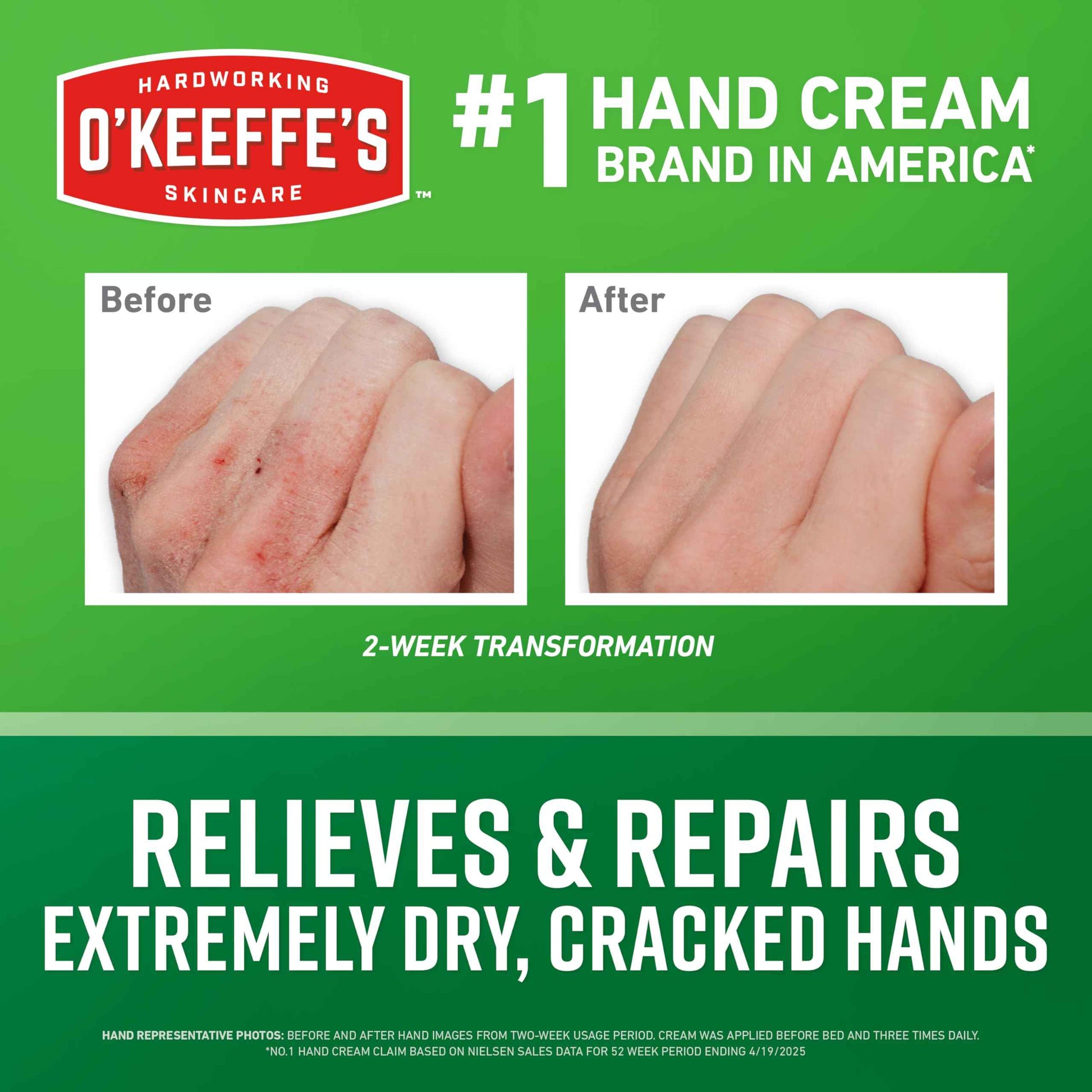 O'Keeffe's Working Hands Hand Cream for Extreme Dryness - 7 oz Tube (2 Pack) - Repairing Skincare for Cracked, Dry Hands
