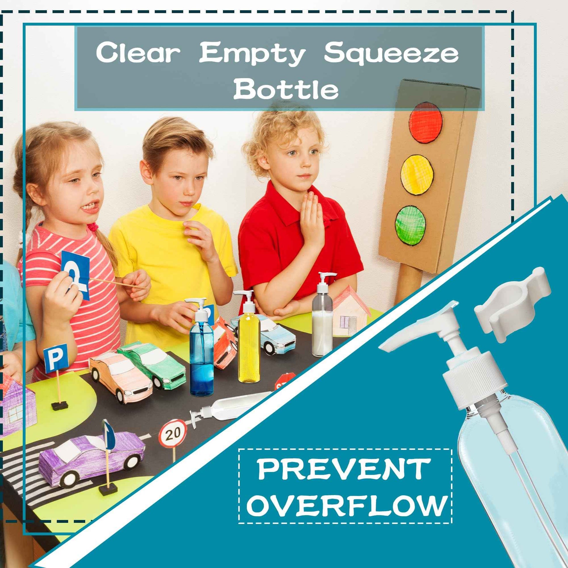 52 Pcs Empty Plastic Pump Bottle 8 oz/ 250 ml Clear Lotion Pump Dispenser Refillable Shampoo Containers Bulk with Travel Lock for Body Wash Liquid Soap Massage Oil Face Cream Conditioner