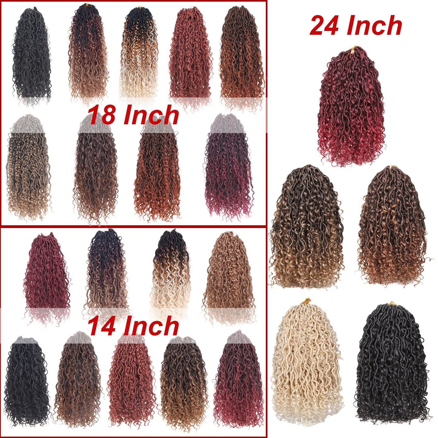 Beverlee 14 Inch, 8 Pcak Boho Faux Locs Boho Goddess Locs Pre Looped Soft Hippie Locs Synthetic Bohemian Curly Crochet Locs Hair for Black Women T27#