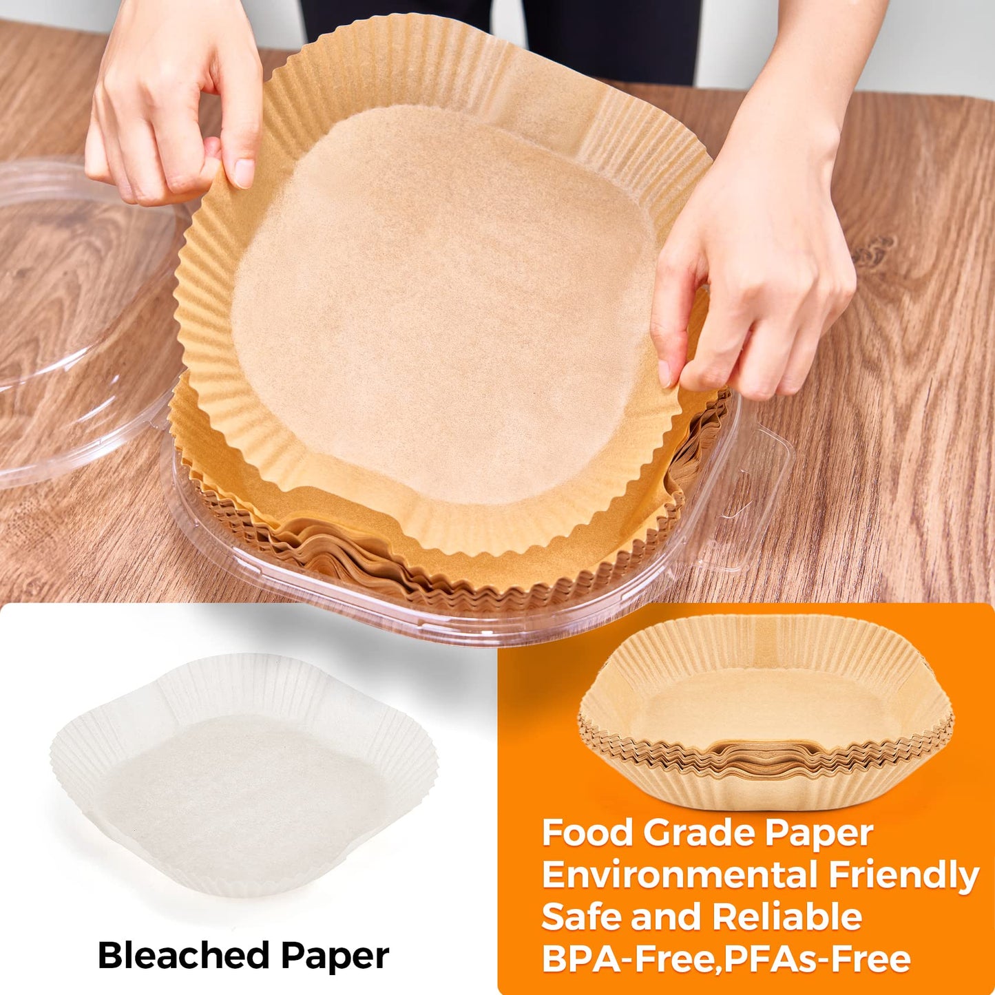 Air Fryer Paper Liners Disposable: 100PCS Non-Stick Air Fryer Parchment Paper, Food Grade Baking Paper for Baking Roasting Microwave (6.5IN-Square)