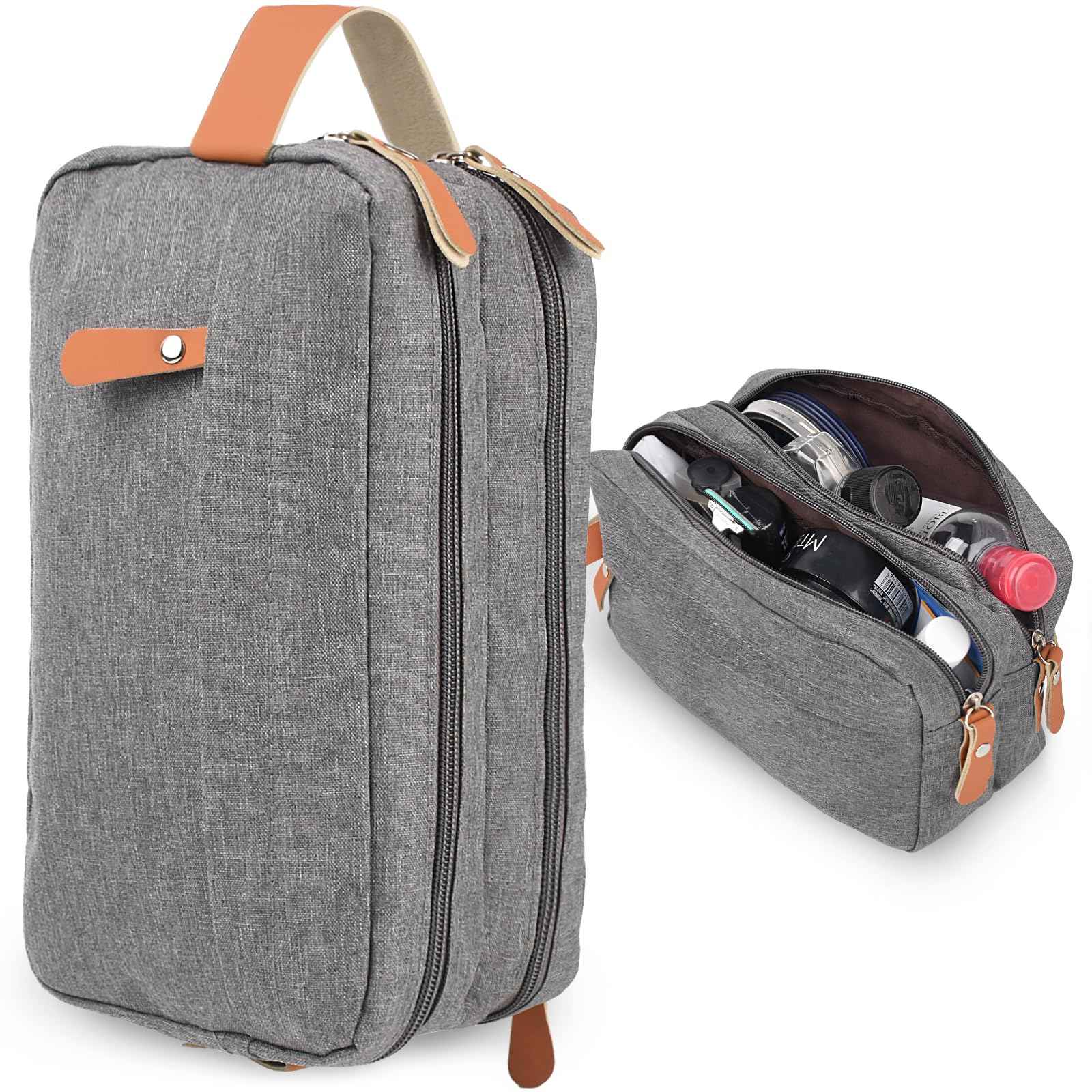 CaCTOUR Travel Toiletry Bag for Men Hanging Dopp Kit Water Resistant Shaving Bag for Toiletries Accessories, Small Toiletry Bag for Traveling (Gray)