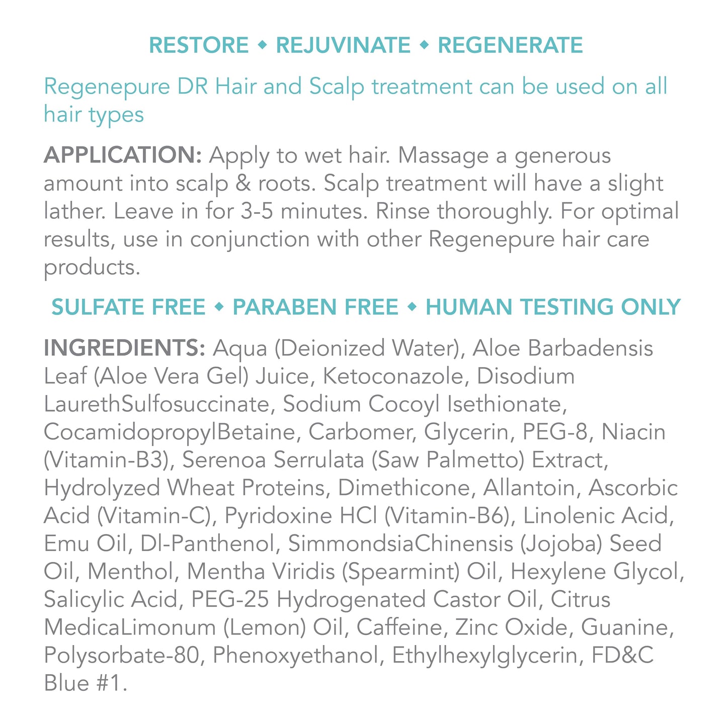 REGENEPURE, DR Shampoo Hair and Scalp Treatment, Cleanses and Supports Hair Growth, 8 oz