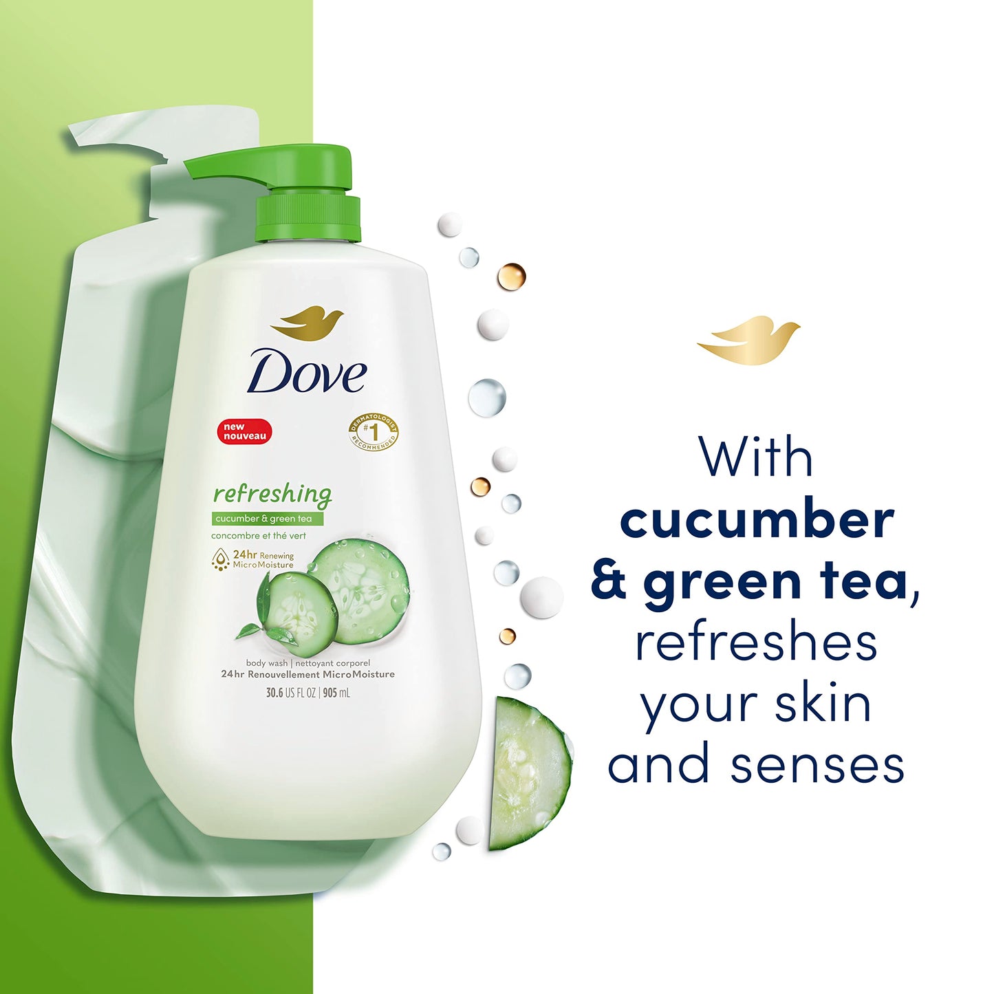 Dove, Refreshing Cucumber And Green Tea Body Wash, 30.6 Fl Oz