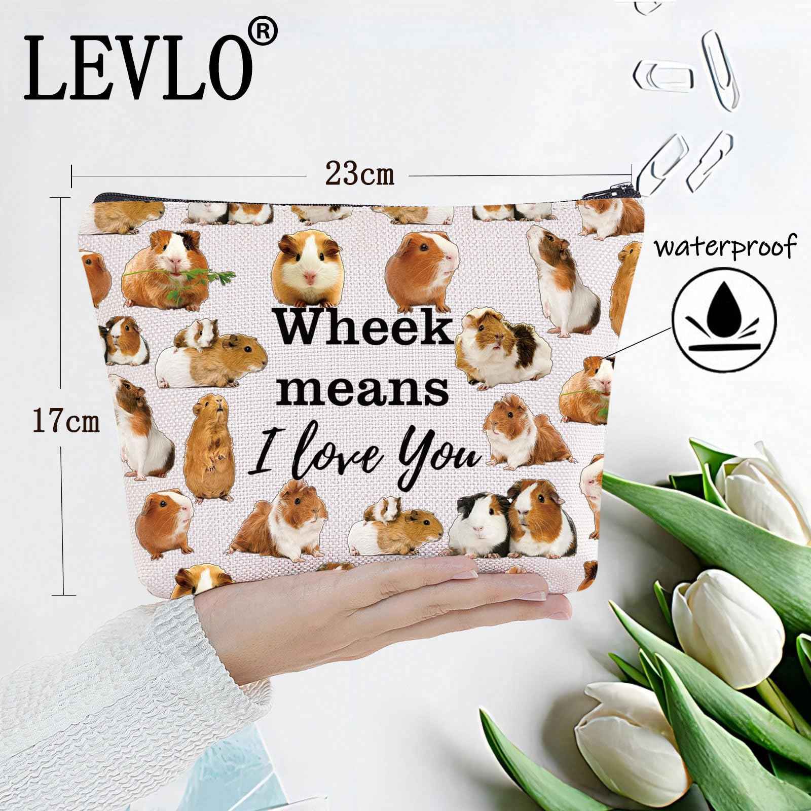 LEVLO Funny Guinea Pig Cosmetic Make Up Bag Guinea Pig Lover Inspired Gift Guinea Pigs Make Me Happy You Not So Much Guinea Pig Makeup Zipper Pouch Bag (Guinea Pigs)