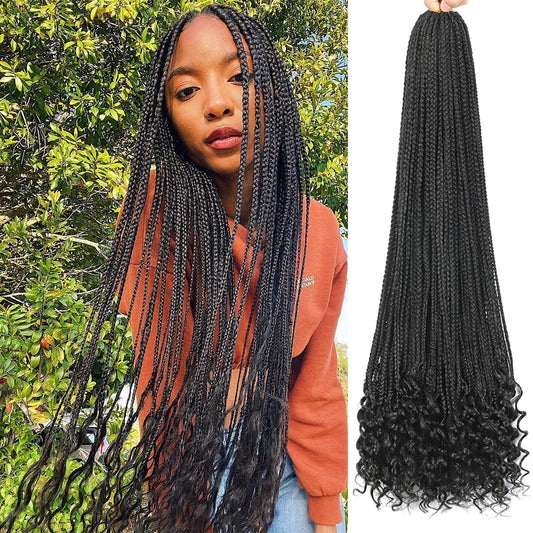 8 Packs 24 Inch Crochet Box Braids Hair with Curly Ends Pre Looped Crochet Braids Goddess Box Braids Crochet Hair Extensions Braiding Hair