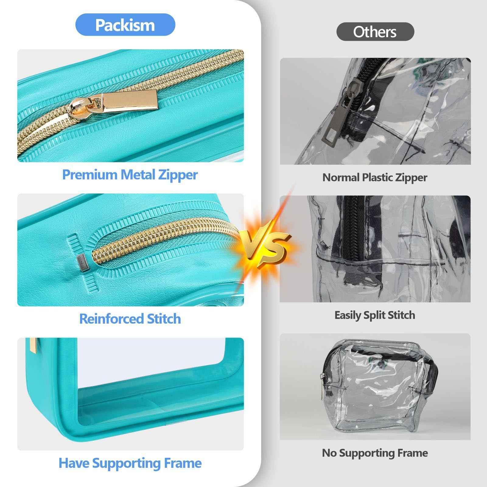 PACKISM Color-Edged Clear Makeup Bags in 2 Size, Bundle Sale